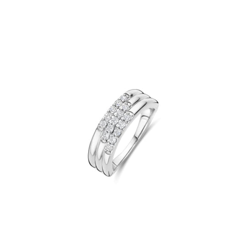 Ti Sento Silver Stardust 3 Banded Layered  Ring