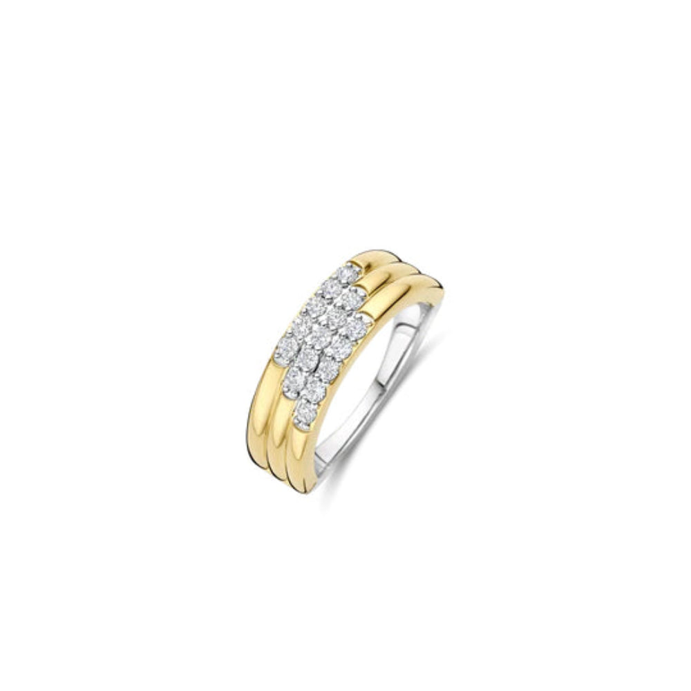 Ti Sento Two Toned Stardust 3 Banded Layered Ring