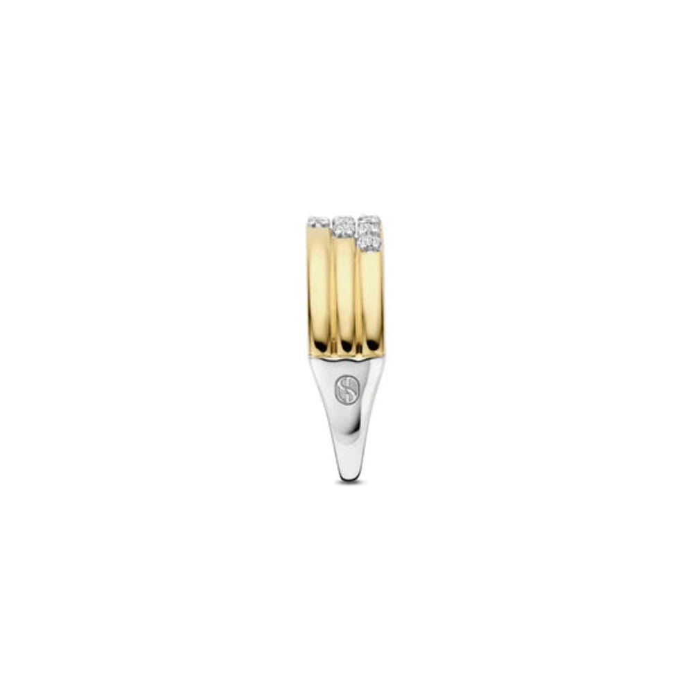 Ti Sento Two Toned Stardust 3 Banded Layered Ring
