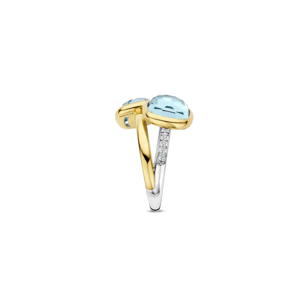 Ti Sento 18k Gold Plated Ring with Blue Stones