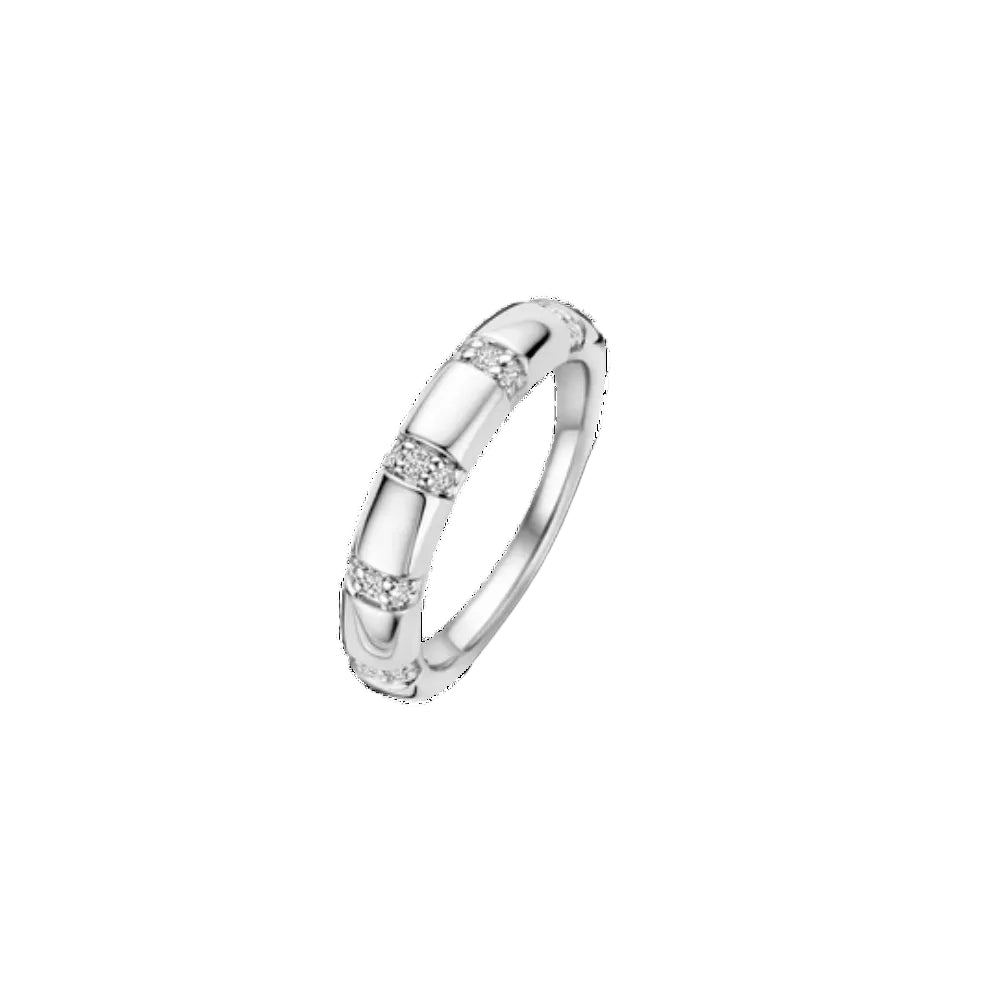 Ti Sento Sterling Silver Ring with Vertical Rows of Zirconia