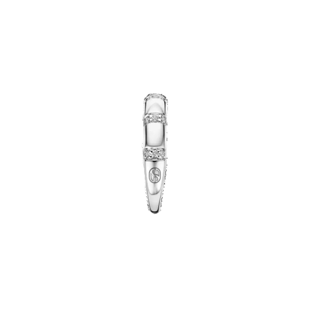 Ti Sento Sterling Silver Ring with Vertical Rows of Zirconia