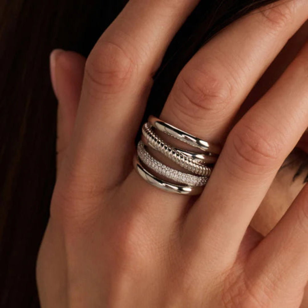 Ti Sento Sterling Silver with 5 layered bands