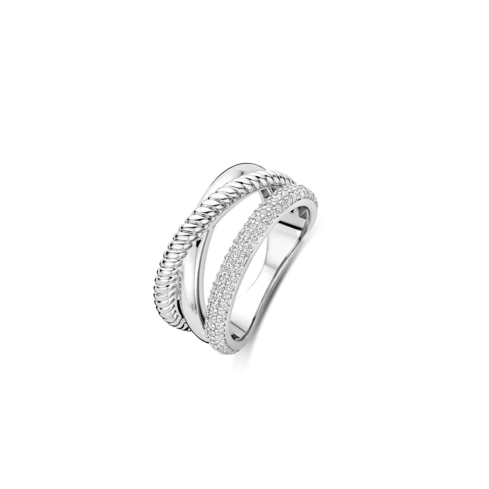 Ti Sento Sterling Silver 3 Layered Band Ring