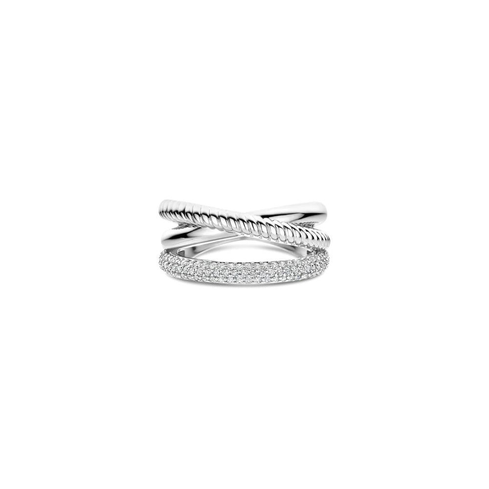 Ti Sento Sterling Silver 3 Layered Band Ring