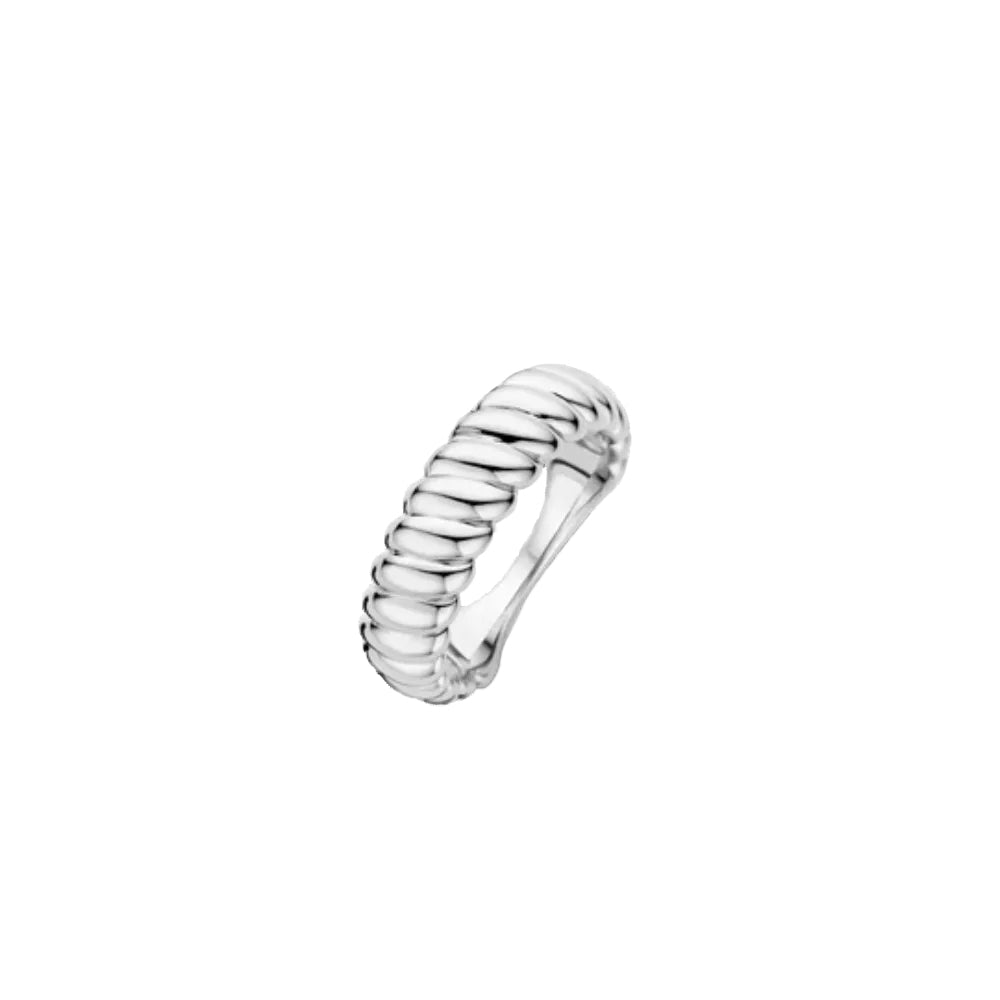 Ti Sento Sterling Silver Ribbed Textured Band
