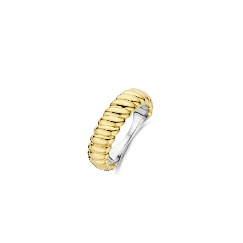 Ti Sento "Vintage" 18k Gold-Plated Ribbed Textured Ring