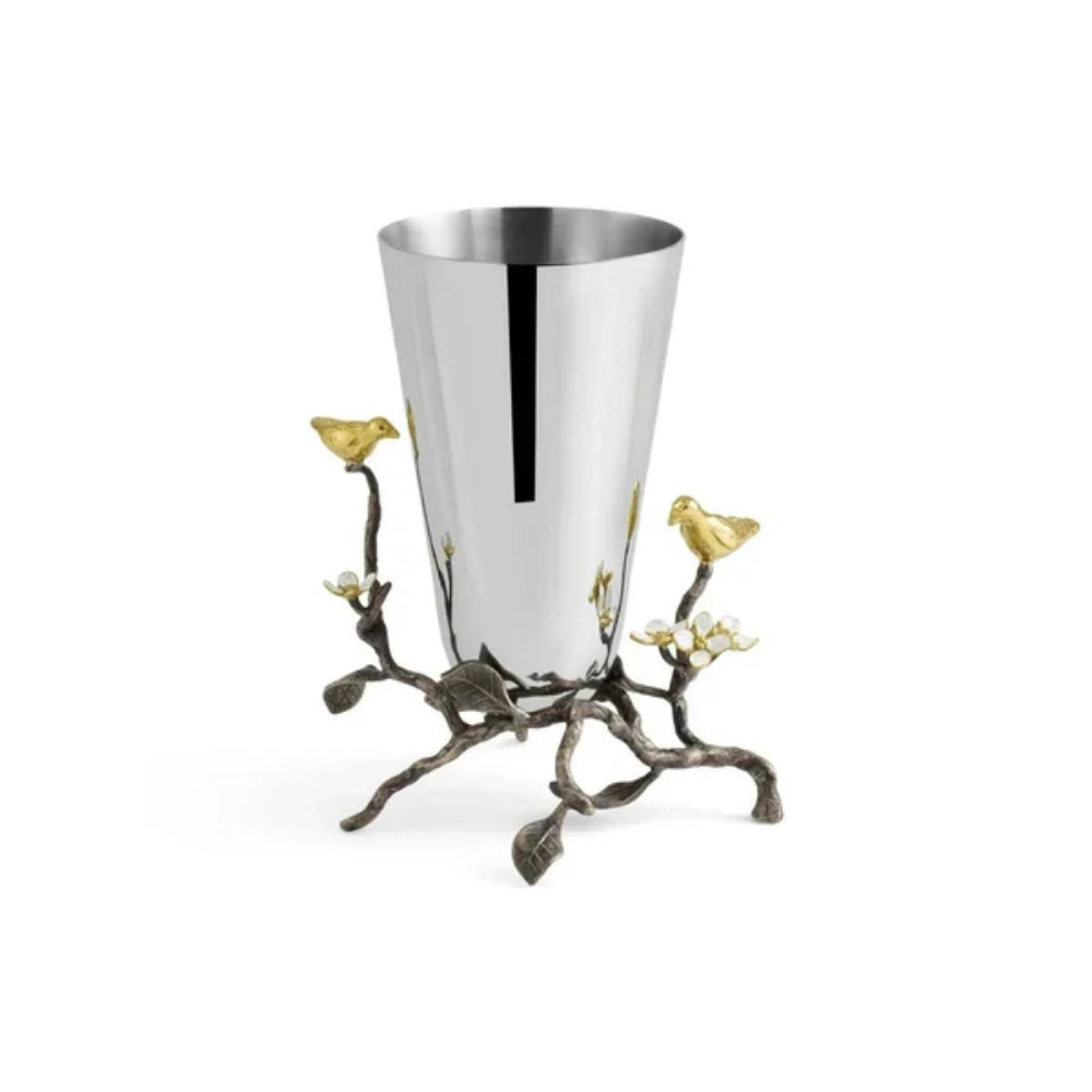 A small lovebirds vase on a white background. 