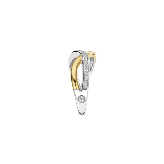 Ti Sento 18K Two Tone Organic Open Zirconia Ring