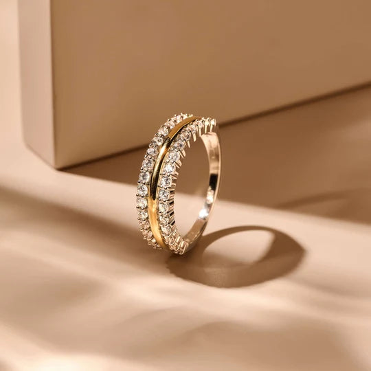 Ti Sento Two Tone Triple Band Ring