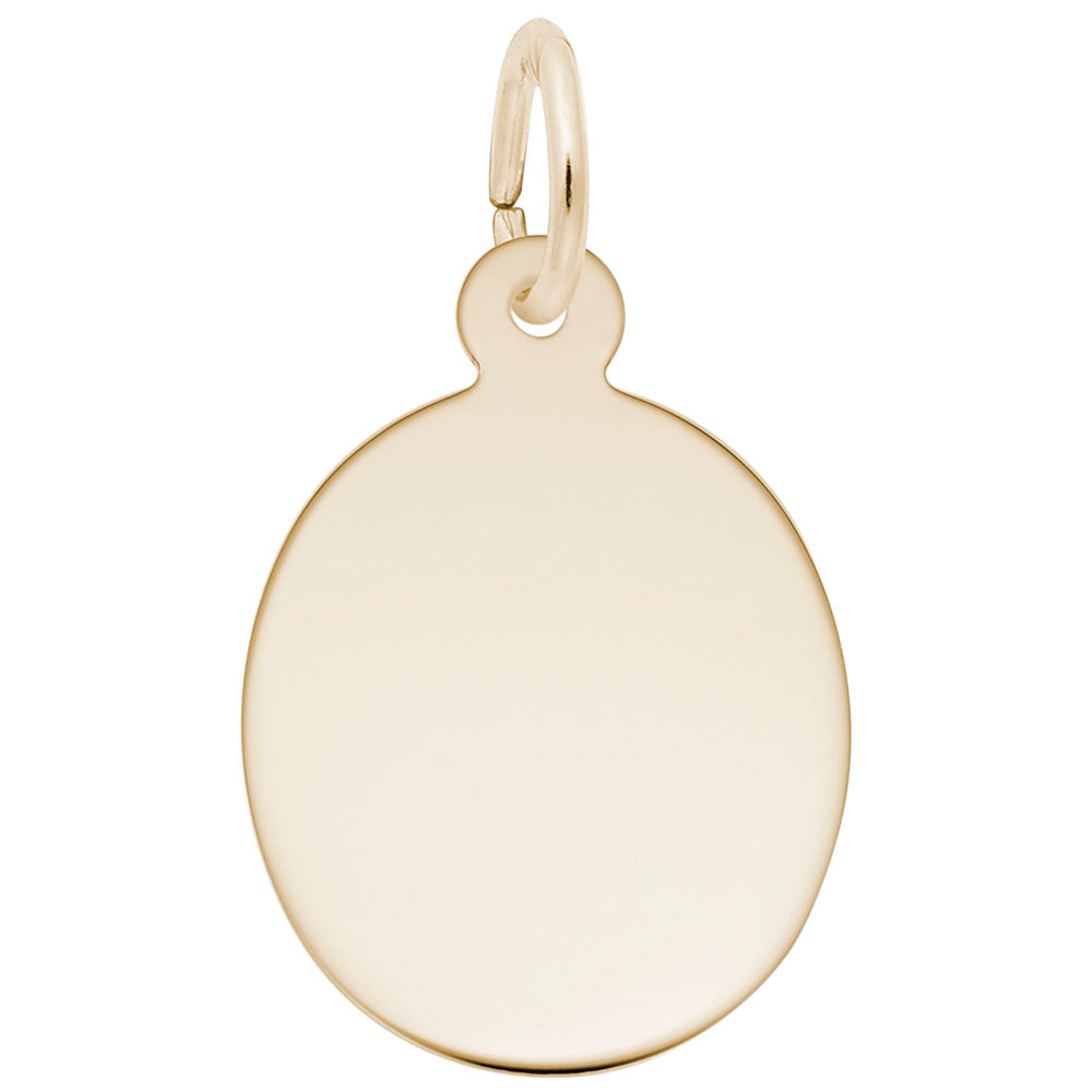 Plain gold oval charm on a white background