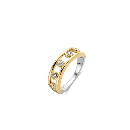 Ti Sento Two Tone Open Circle Zirconia Ring