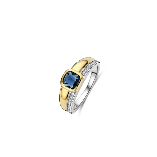 Ti Sento Two-Tone Blue Cushion Ring Sz 7