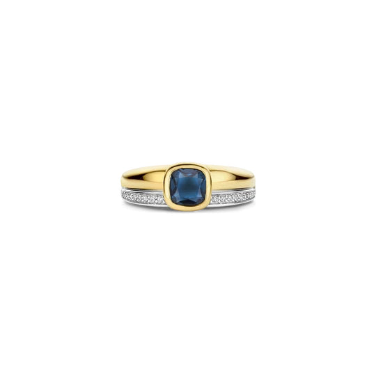 Ti Sento Two-Tone Blue Cushion Ring Sz 7