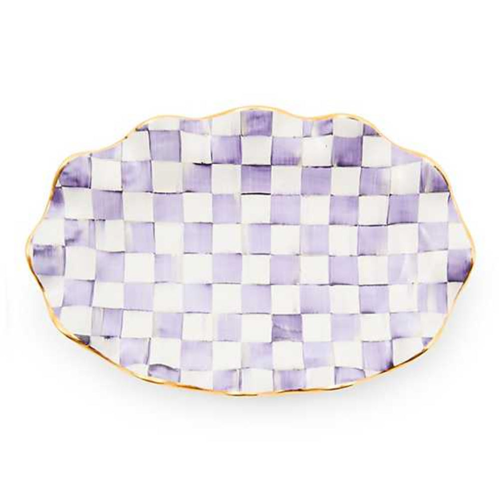 MacKenzie-Childs Plum Check Ceramic Serving Platter