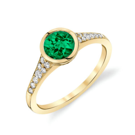 14k Gold Emerald and Diamond Ring
