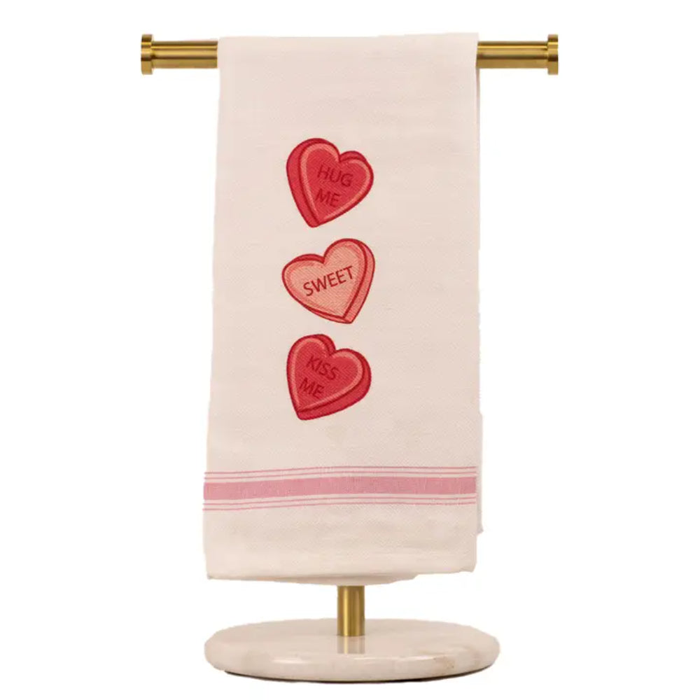 The Royal Standard Conversation Hearts Hand Towel White/Pink/Cherry 20x28