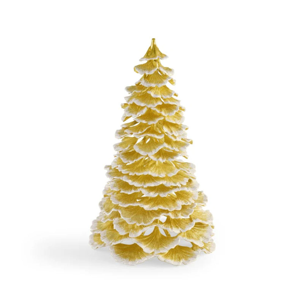 GOLD ceramic Christmas tree on a white background