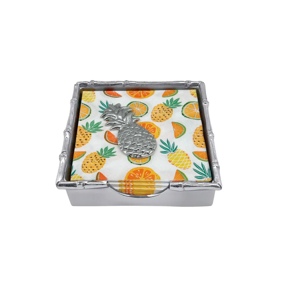 Mariposa Tropical Pineapple Bamboo Napkin Box Set