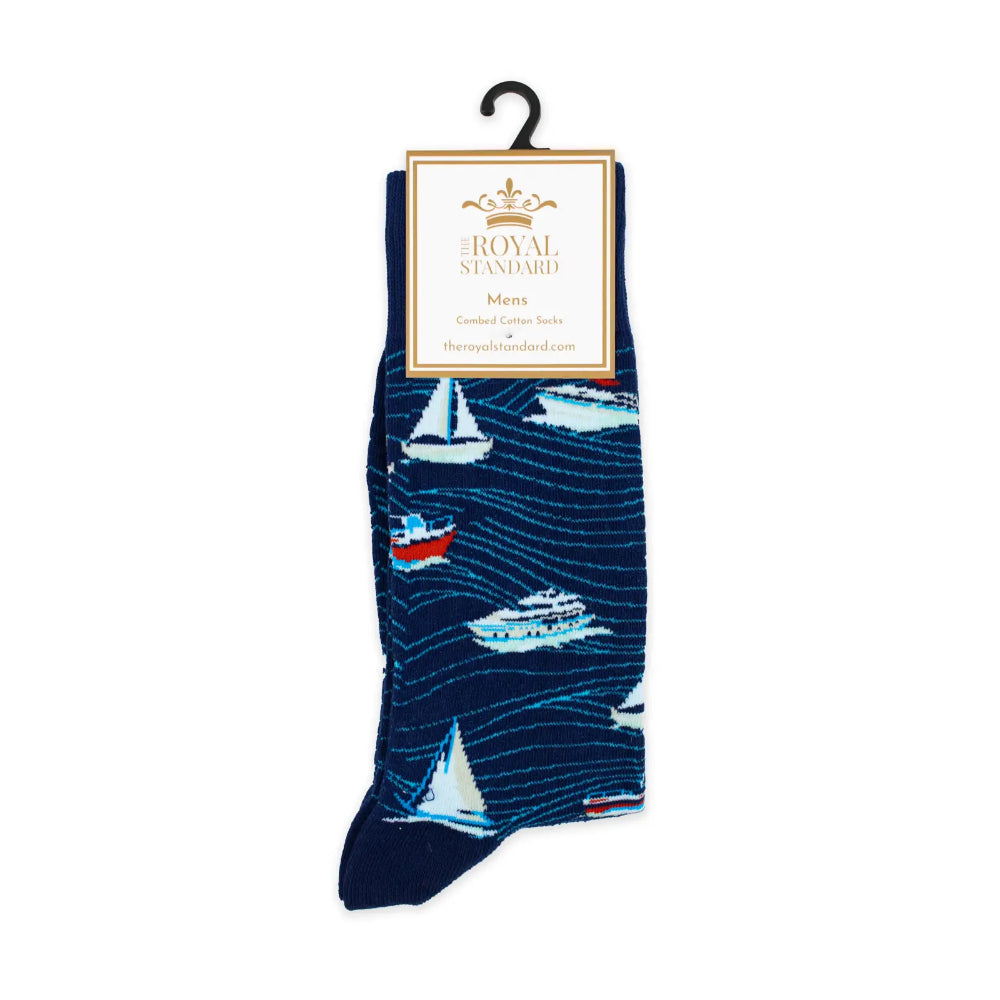 The Royal Standard Men's Boating Socks Navy/Sky One Size