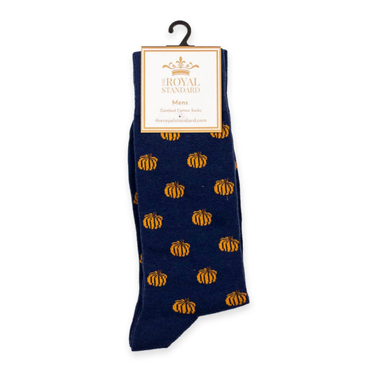 The Royal Standard Men's Hey Pumpkin Socks Navy/Orange One Size