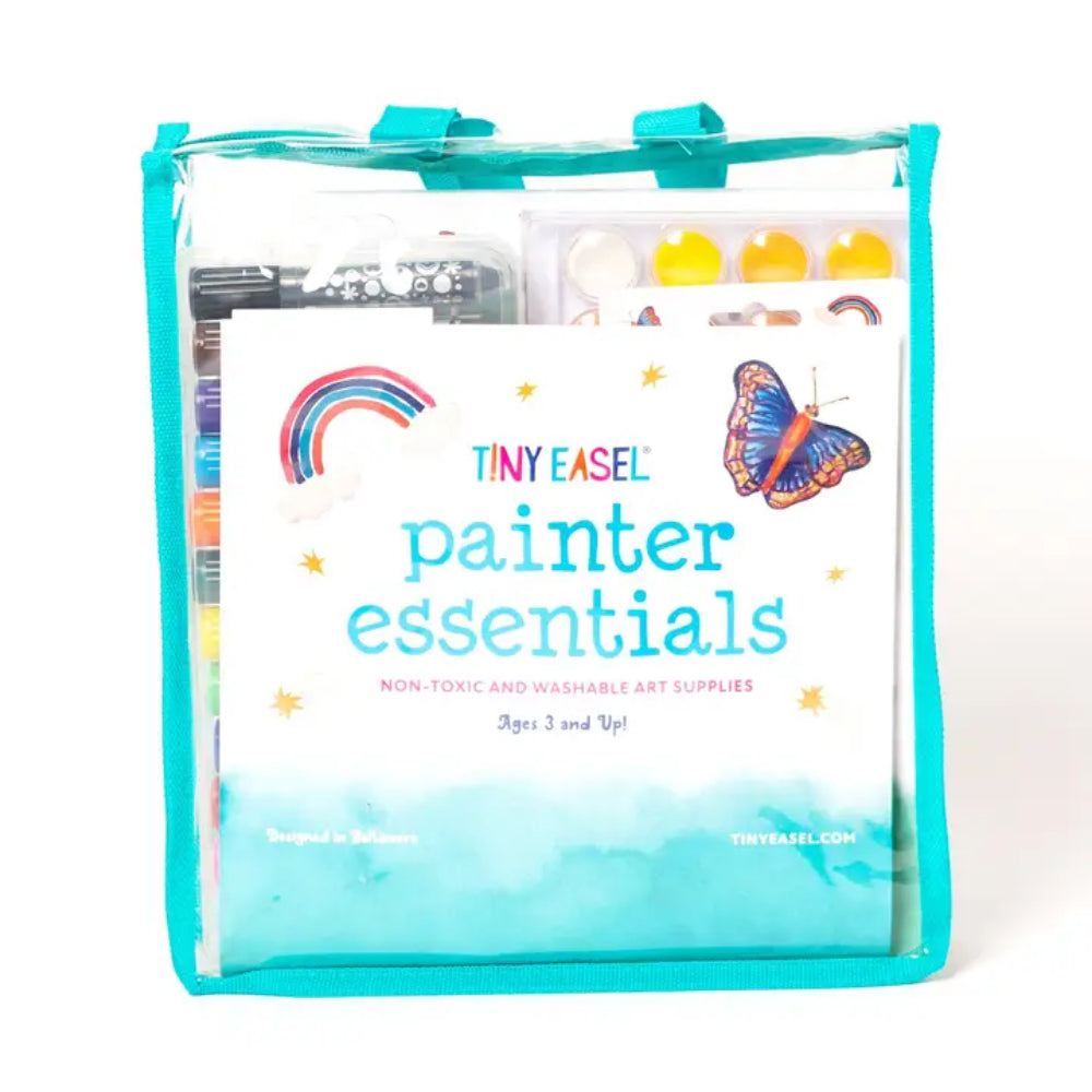 A painter essentials art kit bag on a white background. 
