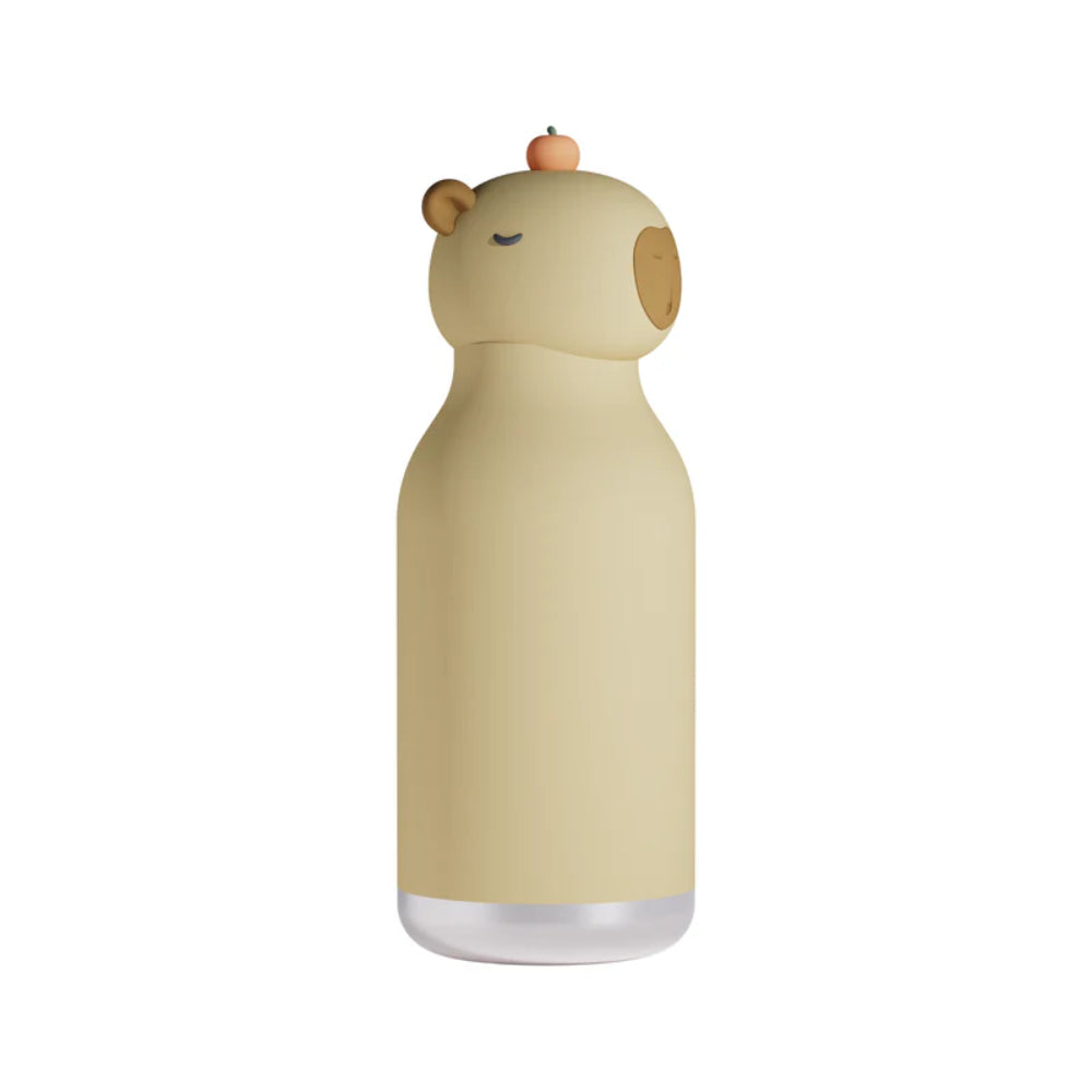 water bottle with a bear-shaped cap on a white background