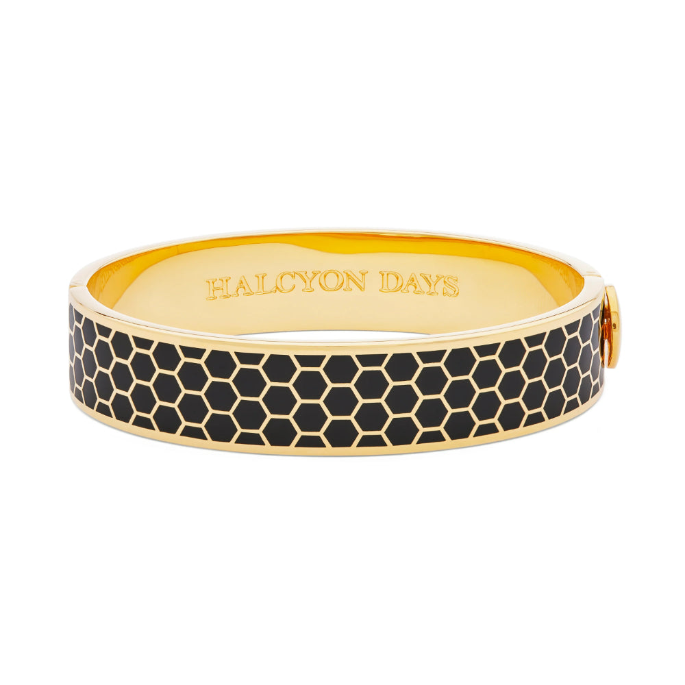 Halcyon Days Honeycomb Black & Gold Bangle