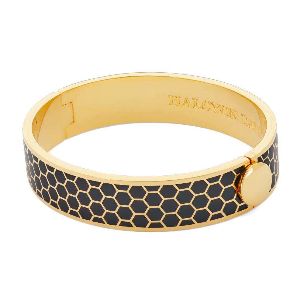 Halcyon Days Honeycomb Black & Gold Bangle