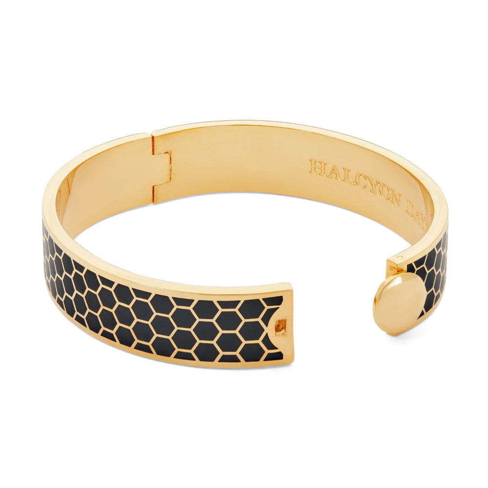 Halcyon Days Honeycomb Black & Gold Bangle