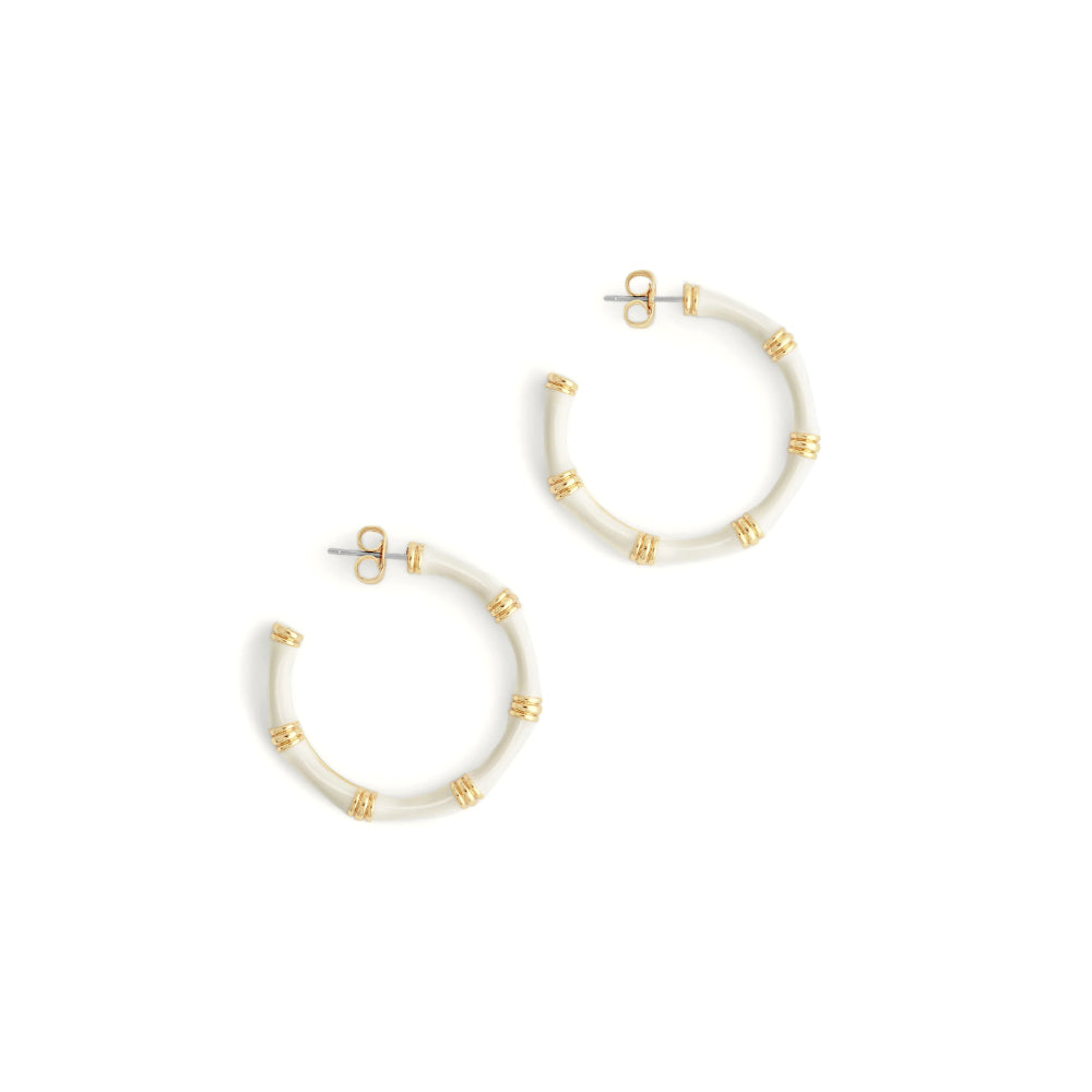 Anabel Aram Bamboo Enameled Hoop Earrings