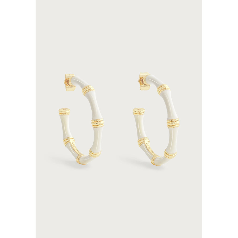 Anabel Aram Bamboo Enameled Hoop Earrings