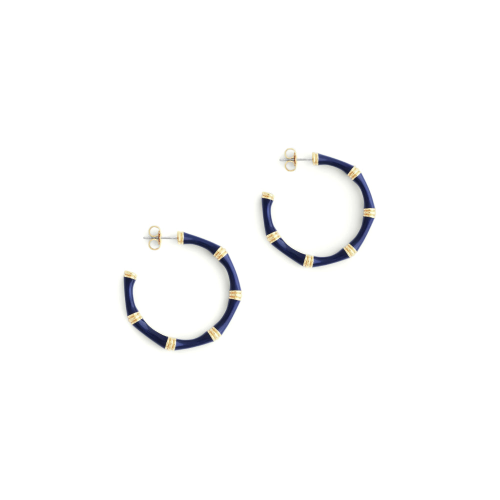 Anabel Aram Bamboo Enameled Hoop Earrings