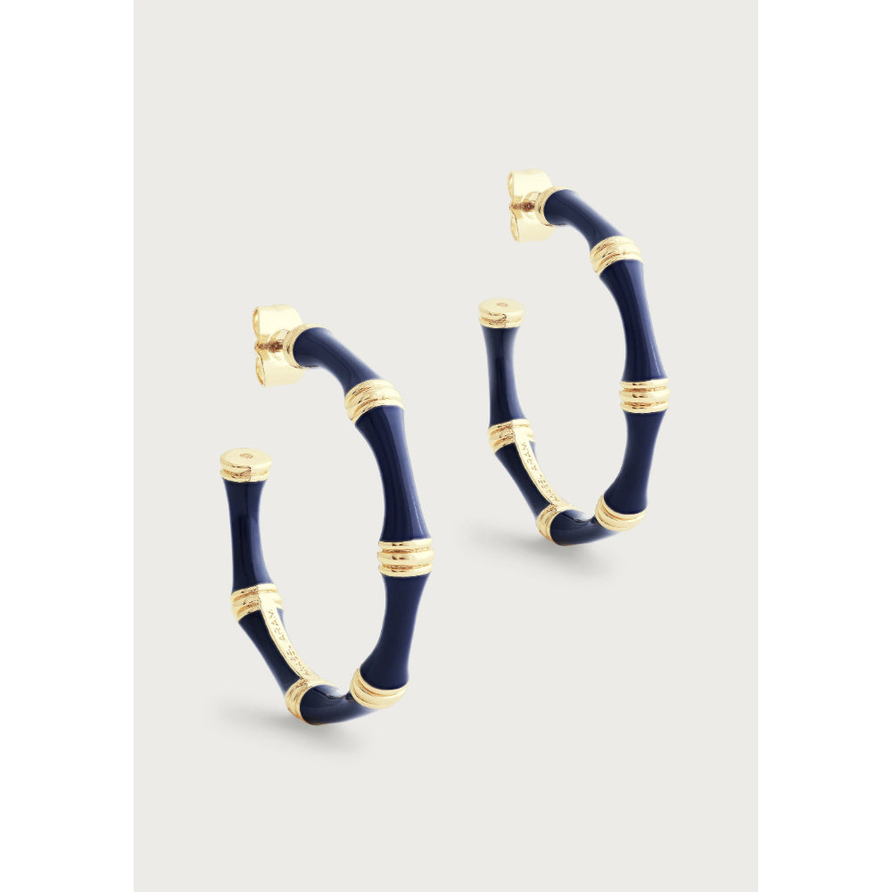 Anabel Aram Bamboo Enameled Hoop Earrings