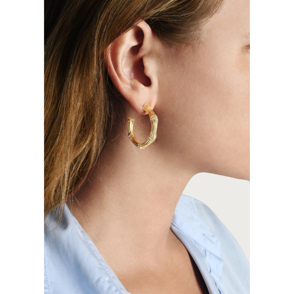 Anabel Aram Gold Bamboo Medium Hoop Earrings