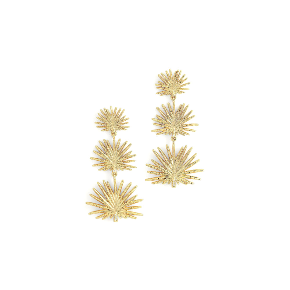 Anabel Aram Triple Fan Palm Dangle Earrings