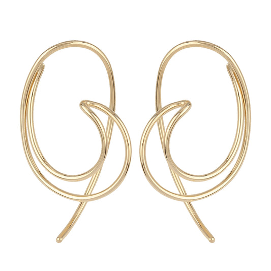 14k Open Sweep Threader Earrings