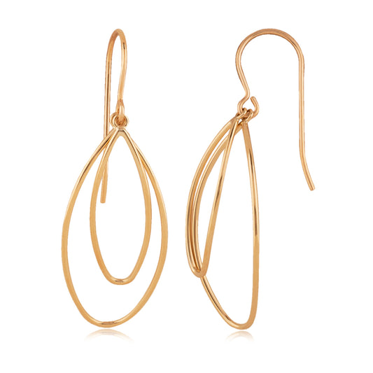 14k Gold Double Teardrop Wire Earrings