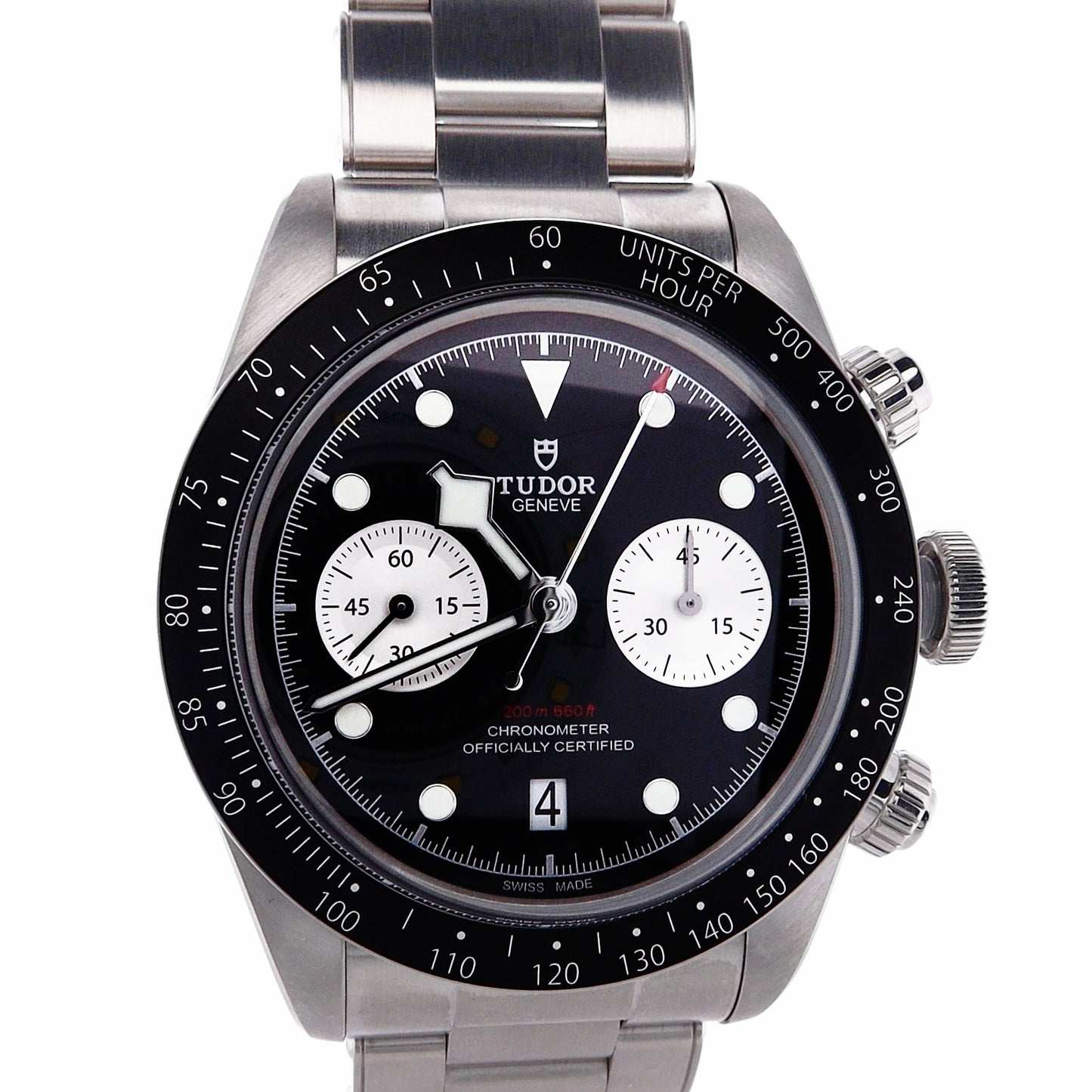 Estate Tudor STL Gents Black Bay Chronometer Black Dial Silver Sub Dials Black Bezel Oyster Bracelet 79360N With Box & Card C.2024