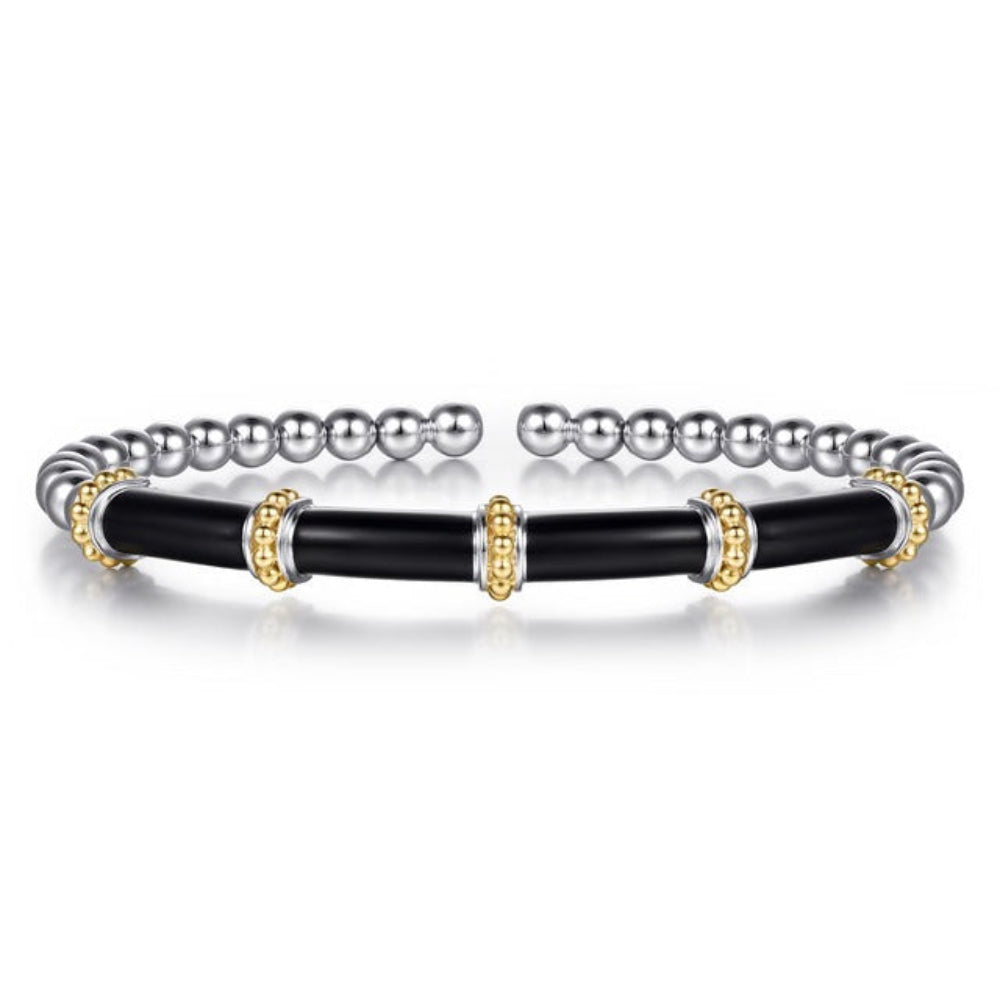 Sterling silver and yellow gold bangle bracelet 
