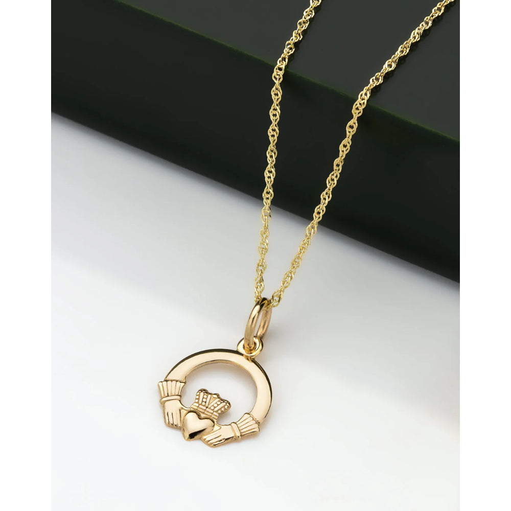 14k Small Claddagh Pendant Necklace