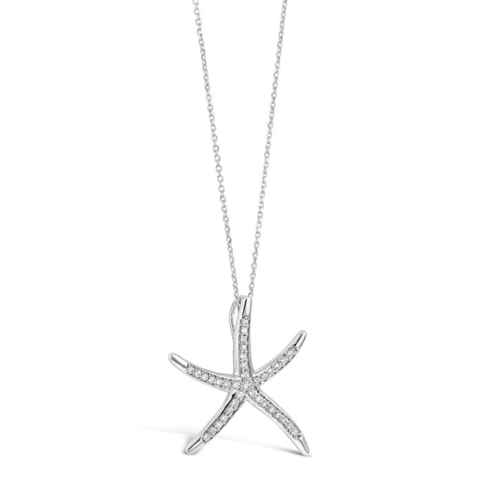 Dune Sterling Silver Diamond Starfish Necklace