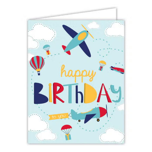 RosanneBeck Happy Birthday Airplanes Small Folded Greeting Card