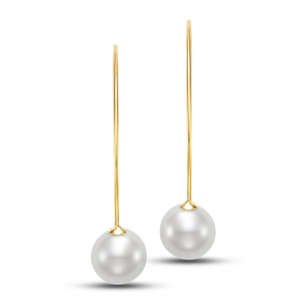 Mastoloni 14k Gold Pearl Wire Hoop Earrings