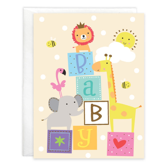 Gina B Designs Baby Blocks and Animals Greeting Card
