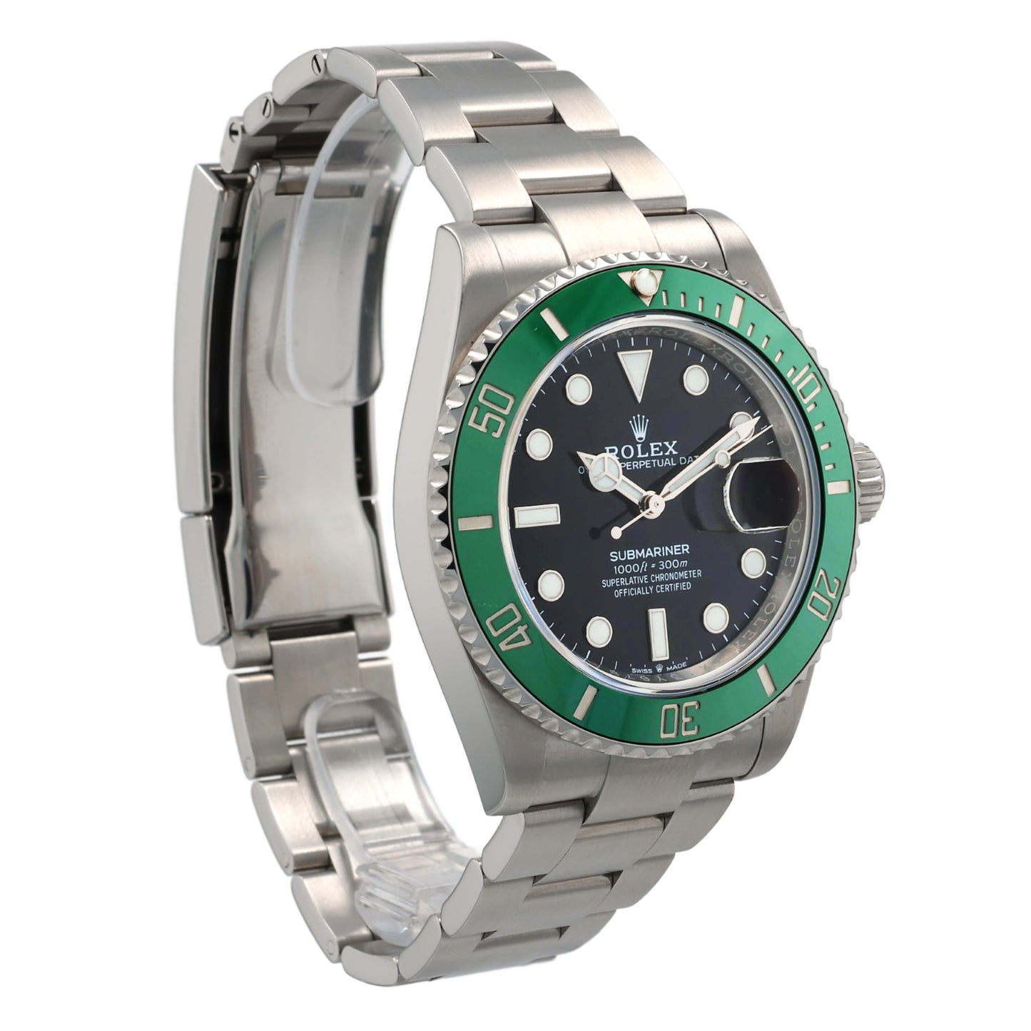 Estate Rolex Stainless Steel Submariner OP Date Black Dial Green Ceramic Bezel "Starbucks" 126610 Comes With Box & Card C.2021