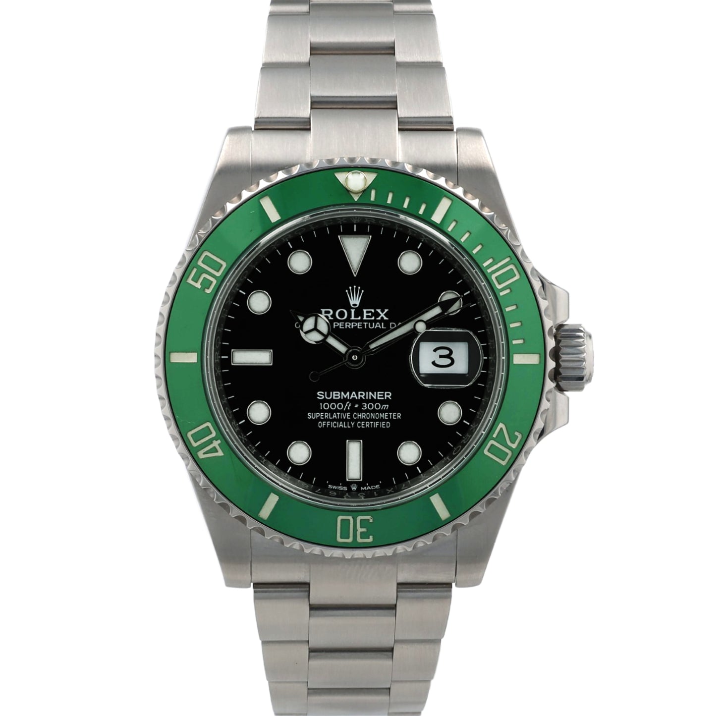 Estate Rolex Stainless Steel Submariner OP Date Black Dial Green Ceramic Bezel "Starbucks" 126610 Comes With Box & Card C.2021