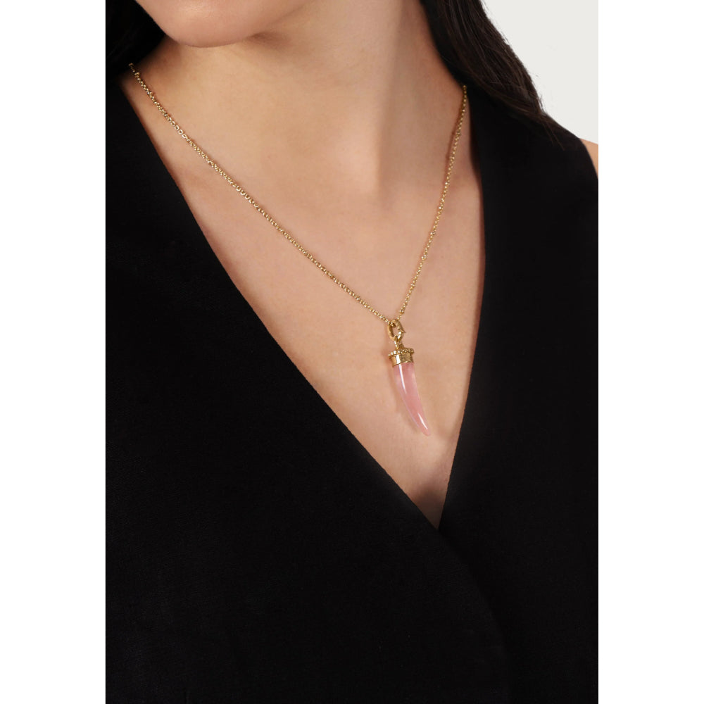 Anabel Aram Milos Stone Horn Charm - Rose Quartz