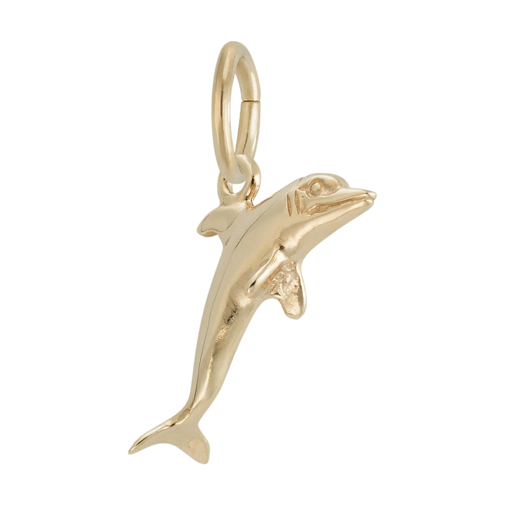 Gold Dolphin Charm 3/4 view