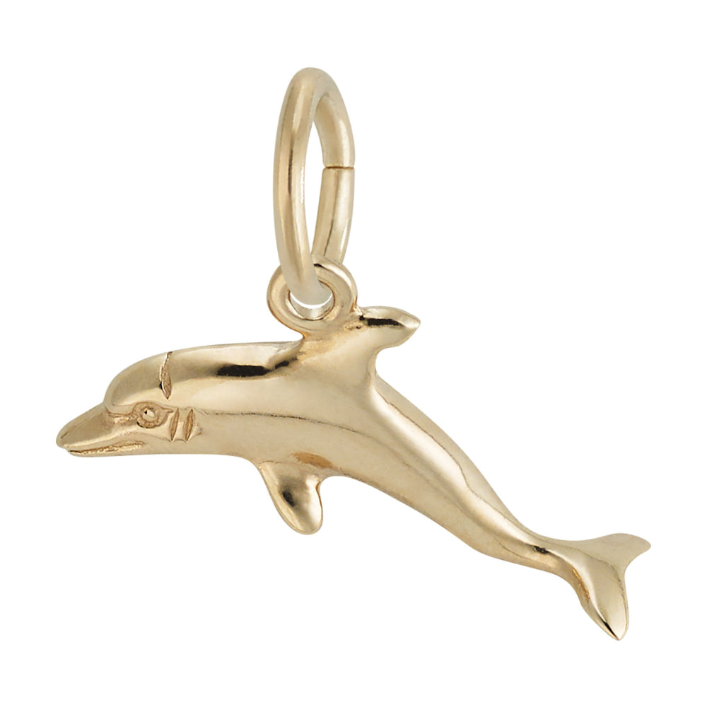 Gold Dolphin Charm facing left